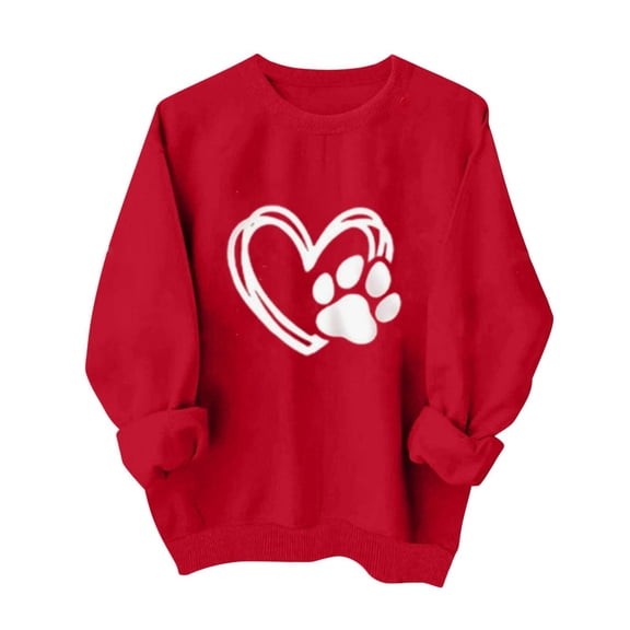 Generic Womens Cute Valentines Outfits Long Sleeve Love Heart Graphic Sweatshirts Pullover Valentine's Crewneck Sweatshirt