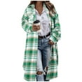 thumbnail image 1 of Generic Womens Flannel Plaid Shacket Jacket Casual Lapel Button Down Long Sleeve Trench Coat Warm Winter Jackets, 1 of 5