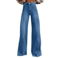thumbnail image 1 of Generic Womens Flare Jeans High Waisted Wide Leg Baggy Jean for Women Stretch Denim Pants, 1 of 3