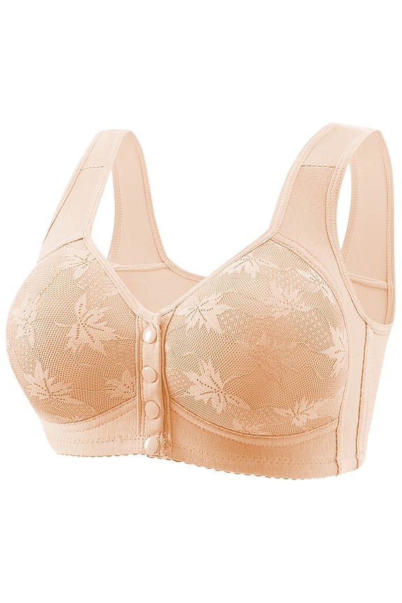 Womens Front Closure Bras No Underwire Comfort Senior Everyday Bra Push Up Cozy Breathable Plus Size Bralettes