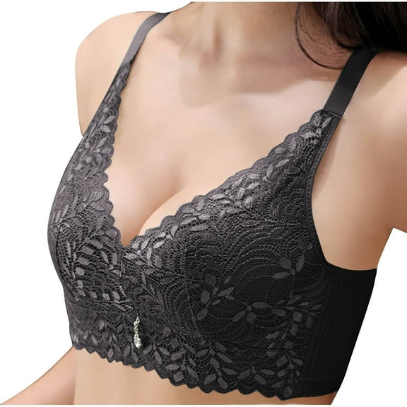 Generic Womens Front Closure Sports Bras No Underwire Push Up Everyday Bra Wirefree Lace Bralettes Breathable Underwear