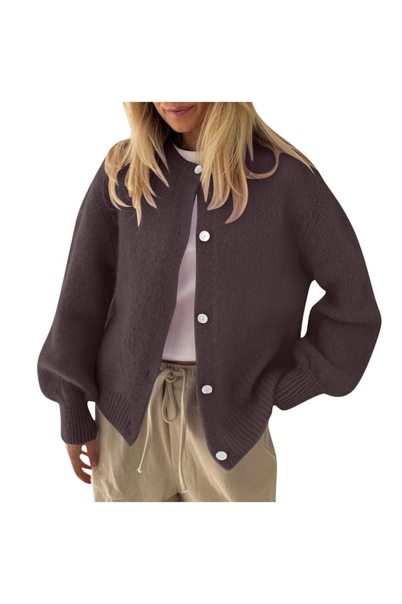 Womens Fuzzy Cardigan Sweaters Fall Trendy Long Sleeve Chunky Knit Button Up Oversized Sweater Winter Jacket Outwear
