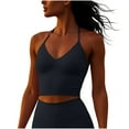 thumbnail image 1 of Generic Womens Halter Neck Sleeveless Yoga Tank Tops Ruched V Neck Slim Fit Cropped Athletic Top Workout Camisole Tops, 1 of 6