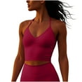 thumbnail image 1 of Generic Womens Halter Neck Sleeveless Yoga Tank Tops Ruched V Neck Slim Fit Cropped Athletic Top Workout Camisole Tops, 1 of 6