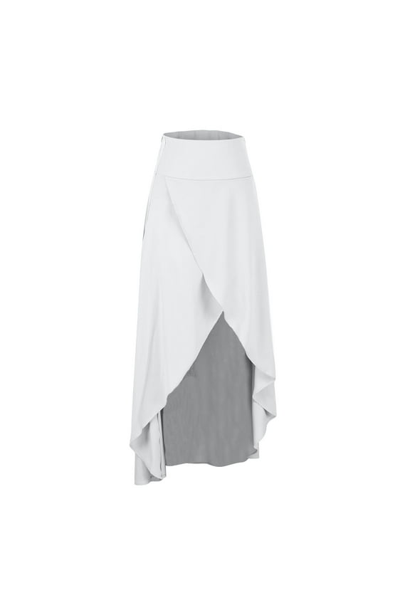Womens High Waist Wrap Skirt Summer Trendy Reffle Hem Drape Skirts Casual Loose Solid Color Elastic Waist Skirt