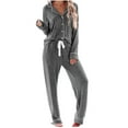 thumbnail image 1 of Generic Womens Long Sleeve Pajamas Set Soft Sleepwear Button Shirt Long Pants Pj Lounge Sets, 1 of 4