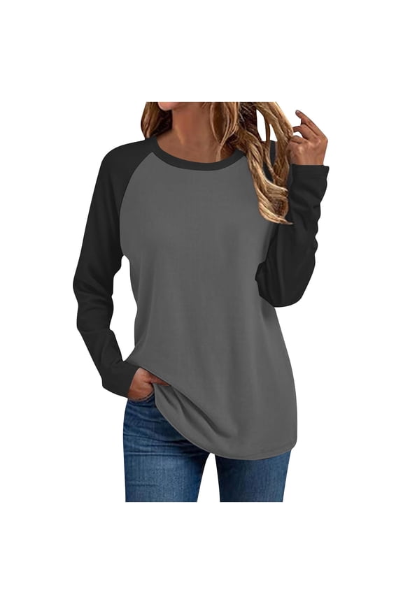 Womens Long Sleeve Tops Workout Jersey Shirts Baseball Style Raglan Tshirts Casual Color Block Tees Comfy Steetwear