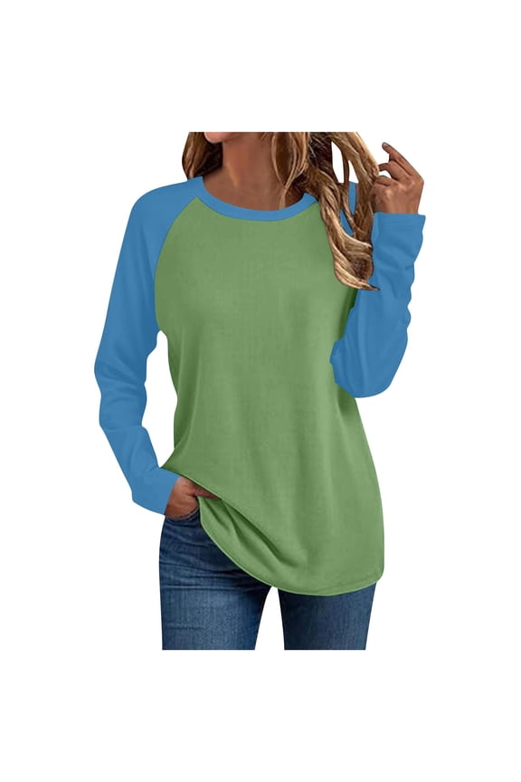 Womens Long Sleeve Tops Workout Jersey Shirts Baseball Style Raglan Tshirts Casual Color Block Tees Comfy Steetwear