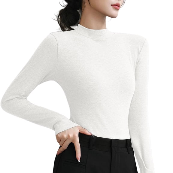 Generic Womens Long Sleeve Turtleneck Tops Dressy Slim Fit Long Sleeve Basic Casual Tops Blouse Lightweight Thermal Shirts