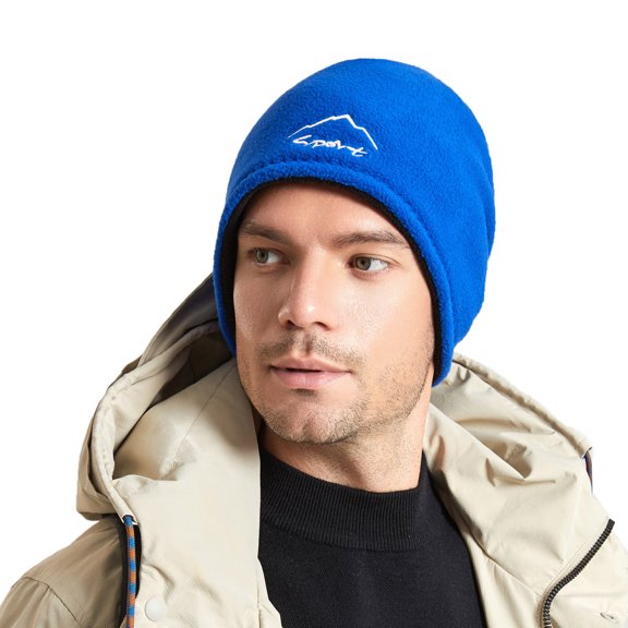 Generic Womens Mens Winter Cold Proof Ski Hat Outdoor Headgear Cap Polar Reversible Windproof Warm Cap Matching Cable Knit Beanie For Couples Unisex Thermal Running Cap