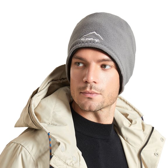 Generic Womens Mens Winter Cold Proof Ski Hat Outdoor Headgear Cap Polar Reversible Windproof Warm Cap Matching Cable Knit Beanie For Couples Unisex Thermal Running Cap