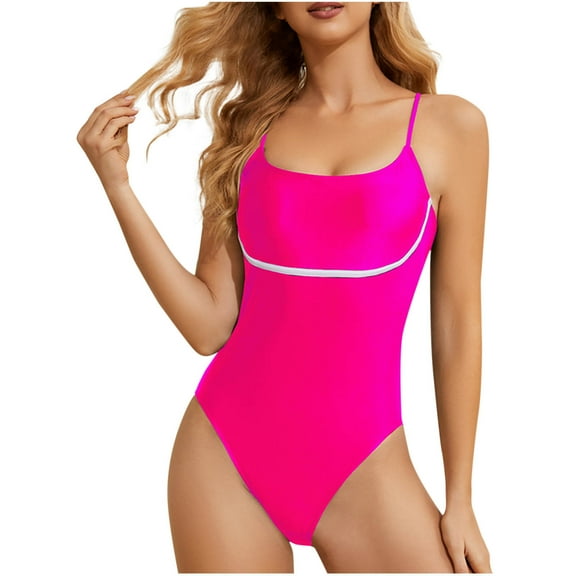 Generic Womens One Piece Swimsuits Cross Back Color Block High Cut Bathing Suit Slimming Modest Swim Suits Swimwear