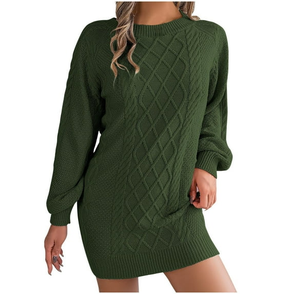 Generic Womens Oversized Chunky Cable Knit Mini Sweater Dress 2025 Fall Winter Pullover Long Sweaters Knitted Dresses