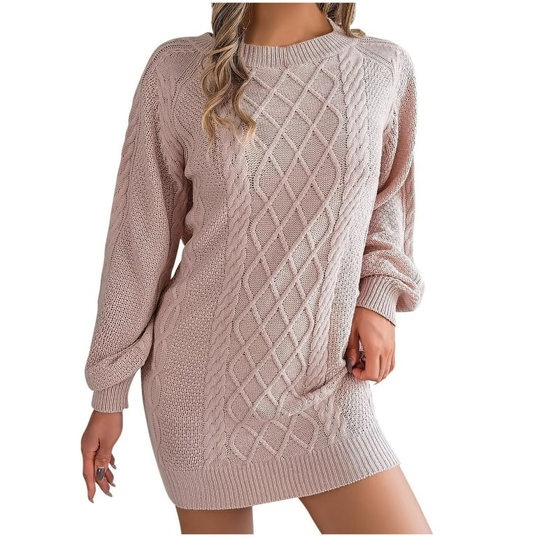 Generic Womens Oversized Chunky Cable Knit Mini Sweater Dress 2025 Fall  Winter Pullover Long Sweaters Knitted Dresses - Walmart.com
