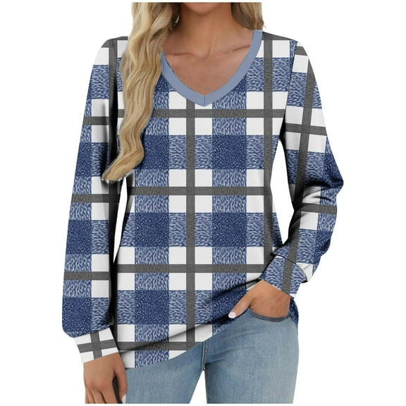 Generic Womens Oversized Long Sleeve Shirts V Neck Loose Fit Soft Casual Solid Color T-Shirts Fall Winter Outfits with Pockets