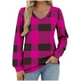 thumbnail image 1 of Generic Womens Oversized Plaid Shirt V Neck Flannel Long Sleeve Pullover Tops Comfy Casual Winter Outfits with Pockets, 1 of 4