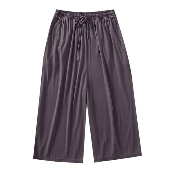 Generic Womens Pajama Pants Capri Wide Leg Lounge Pj Pants Summer Comfy Drawstring Pajama Bottoms