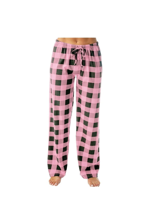 Womens Pajama Pants Flannel Cotton Plaid Sleep & Lounge Pants, PJ Bottoms