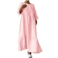 thumbnail image 1 of Generic Womens Plus Size Cotton Dress Crew Neck Long Sleeve Maxi Dresses with Pockets Summer Fashion Solid Color Casual Dresses, 1 of 5