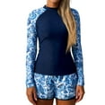 thumbnail image 1 of Generic Womens Rash Guard Bathing Suit Crewneck Long Sleeve Quick Dry Swimsuits with Shorts UV UPF 50+ Swim Shirt, 1 of 4