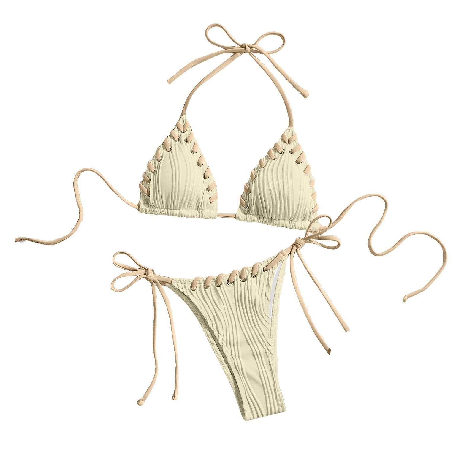 Triangle Top String Generic Womens Sexy Bikini Sets Cheeky Push up Triangle Top String ...
