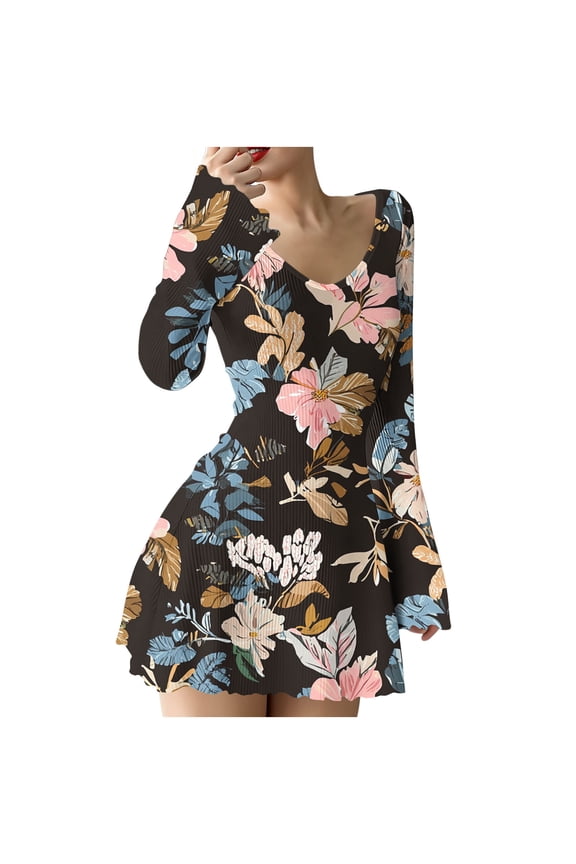 Womens Short Puff Sleeve Casual Dresses Summer 2026 Casual Crew Neck Midi Dress Pleated Flowy Sundress with Pockets