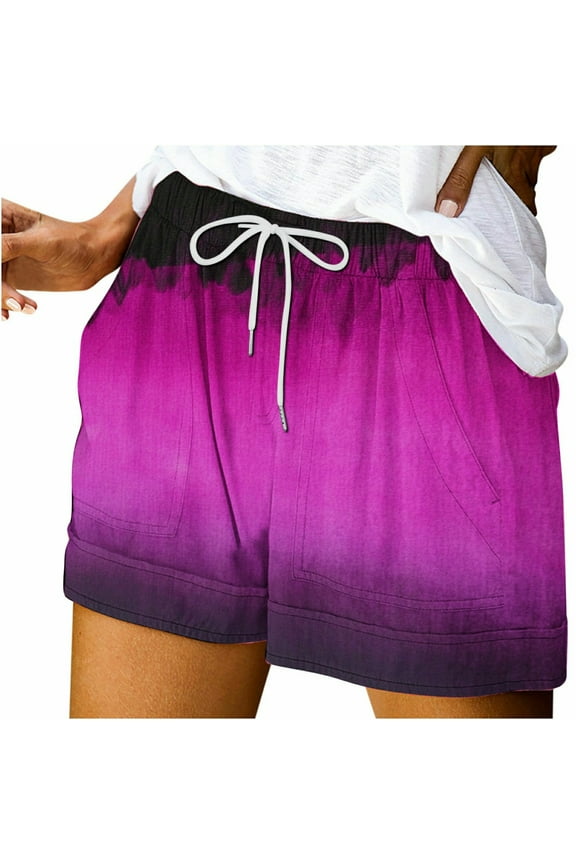 Womens Shorts Drawstring Elastic Waist Casual Lightweight Short Pants Trendy Lounge Summer Beach with Pockets