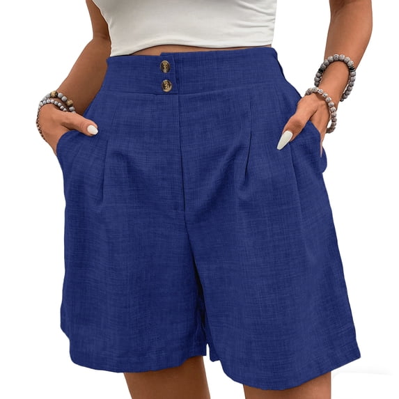 Generic Womens Shorts Dressy Wide Leg Summer Shorts High Waisted Tailored Pleated Business Casual Work Trouser Shorts