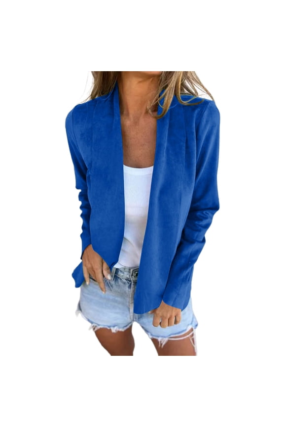 Womens Solid Cardigan Long Sleeve Lapel Open Front Lightweight Cardigans Dressy Office Work Jacket Coat Fall Outwear