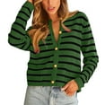 thumbnail image 1 of Generic Womens Striped Cardigan Sweaters Button Down Cropped Knit Lady Jackets Coat 2026 Fall Outfits Trendy Clothes, 1 of 7