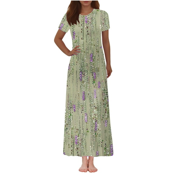 Generic Womens Summer Dresses Loose Sleeveless Crew Neck Sundresses Floral Print Trendy Irregular Hem Dress with Pockets