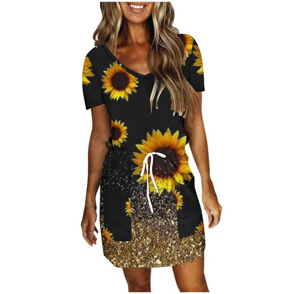 Generic Womens Summer Flowy Dress Sleeveless Round Neck Colorful Maxi Dresses Casual Flowy Trendy Wedding Guest Dress