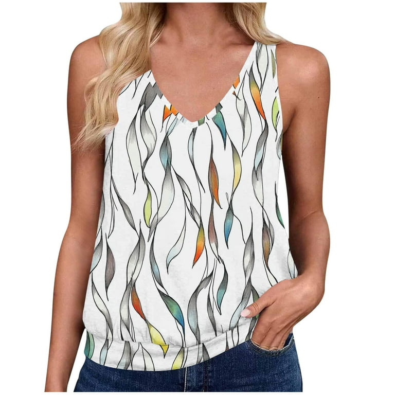 Women's V Neck Tank Top - Sleeveless Summer T-Shirt, Loose Fit Casual Blouse In Soft Cotton Blend