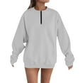thumbnail image 1 of Generic Womens Sweatshirt Half Zip Crewneck Oversized Sweatshirt Casual Long Sleeve Lapel Pullover Tops Cute Fall Outfits, 1 of 3