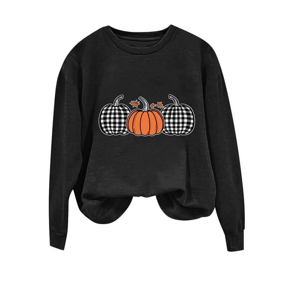 Generic Womens Thanksgiving Sweatshirts Funny Pumpkin Coffee Football Print Tshirt Fall Fashion Crew Neck Long Sleeve Shirts