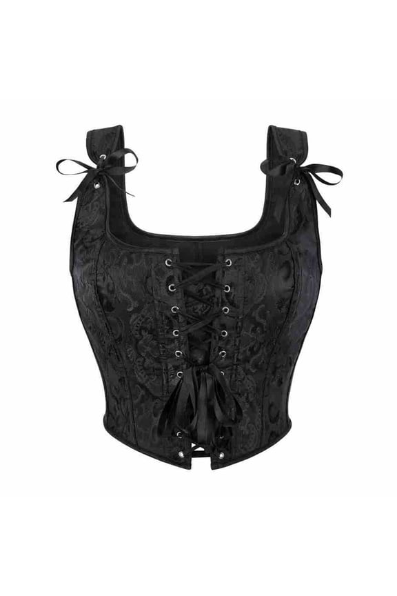 Womens Vintage Grommet Lace Up Tie Front Corset Bustier Shapewear Top Renaissance Corset Tops