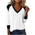 thumbnail image 1 of Generic Womens Workout Tops V Neck Color Block Sweaters Long Sleeve Knit Pullover Tops Comfy Cotton Basic Raglan T Shirts, 1 of 6
