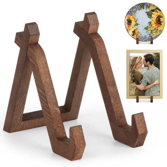 Generic Wooden Plate Holder Picture Frame Holder Desk Book Shelf Portable Decorative Plates Easel Display Stand for Home Dish Cooking