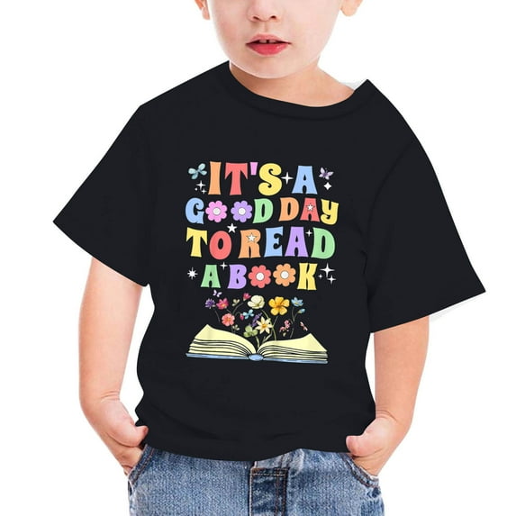 Generic World Book Day Shirt for Boys Kid Grils It’s a Good Day to Read a Book Lover Reader Bookworm V-Neck T-Shirt for 3-14 Years