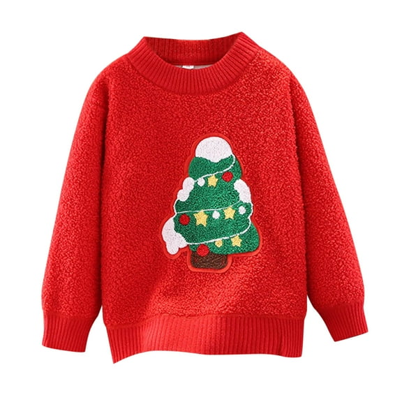 Generic Xmas Toddler Children Kids Baby Girls Crewneck Long Sleeve Cute Sweater Pullover Tops Outfits Christmas Clothes for Holiday Christmas Party(6-7 Years Off-White)