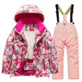 thumbnail image 1 of Generic Boys and Girls Children's Ski Suits Girls Outdoor Thick Windproof Boys Baby Big Children Ski Clothes Winter Wear Down Jacket Ski Jacket & Snow Bib Pants Ski Suit(6,Pink), 1 of 6