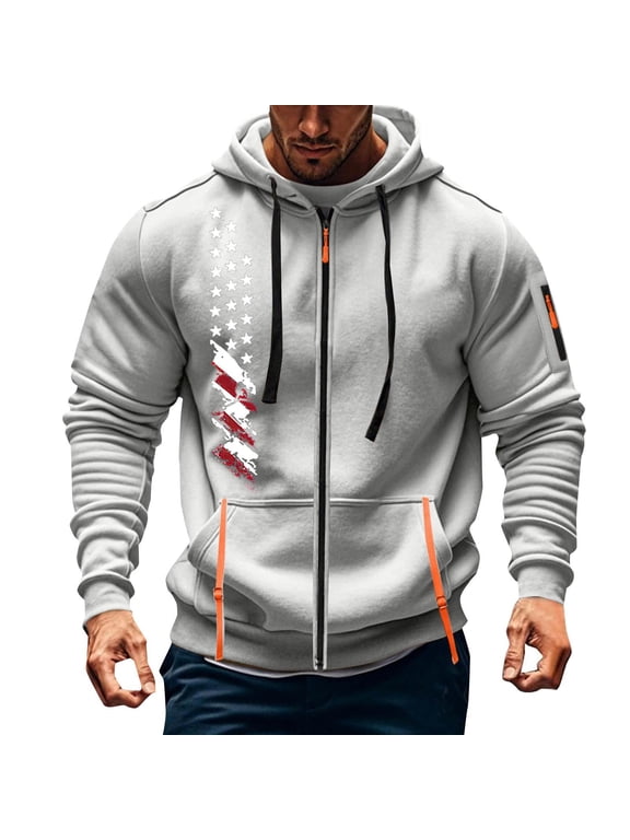 Zipper Hoodies for Men Fall Fashion Casual Tactical Hoodie Long Sleeve Multi-Pockets Winter Work Jacket with Pocket