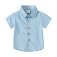 thumbnail image 1 of Generic boys t shirt Little & Big Boys Solid Color Short Sleeve Button Down Shirt With Pockets For 2 To 8 Years Old Multi Color Optional, 1 of 9