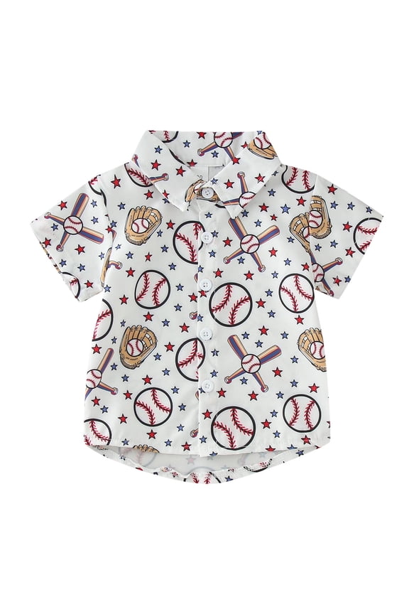 boys tshirts Toddler Boys Short Sleeve Cartoon Baseball Prints Gentleman T Shirt Tops