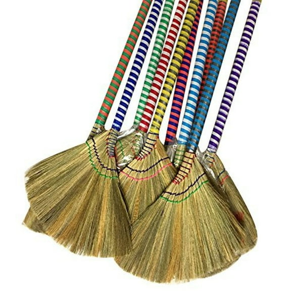 Generic choi bong co Vietnam Hand made straw soft Broom with colored handle 12" head width, 38" overall length