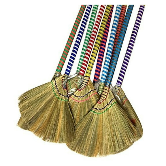 Generic choi bong co Vietnam Hand made straw soft Broom with colored handle 12" head width, 38" overall length