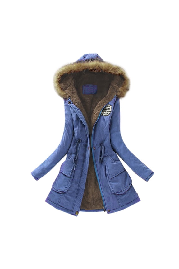 &nbsp;Winter Coats for Women Long Sleeve Lamb Wool Cotton Coat Thick Jacket with Plush Hooded Mid Length Sherpa Outerwear