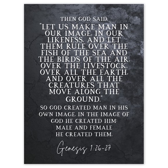 Genesis 1:26-27 Let Us Make Man In Our Image Christian Bible Verse Quote Scripture Typography Unframed Wall Art Print Poster Home Decor Premium