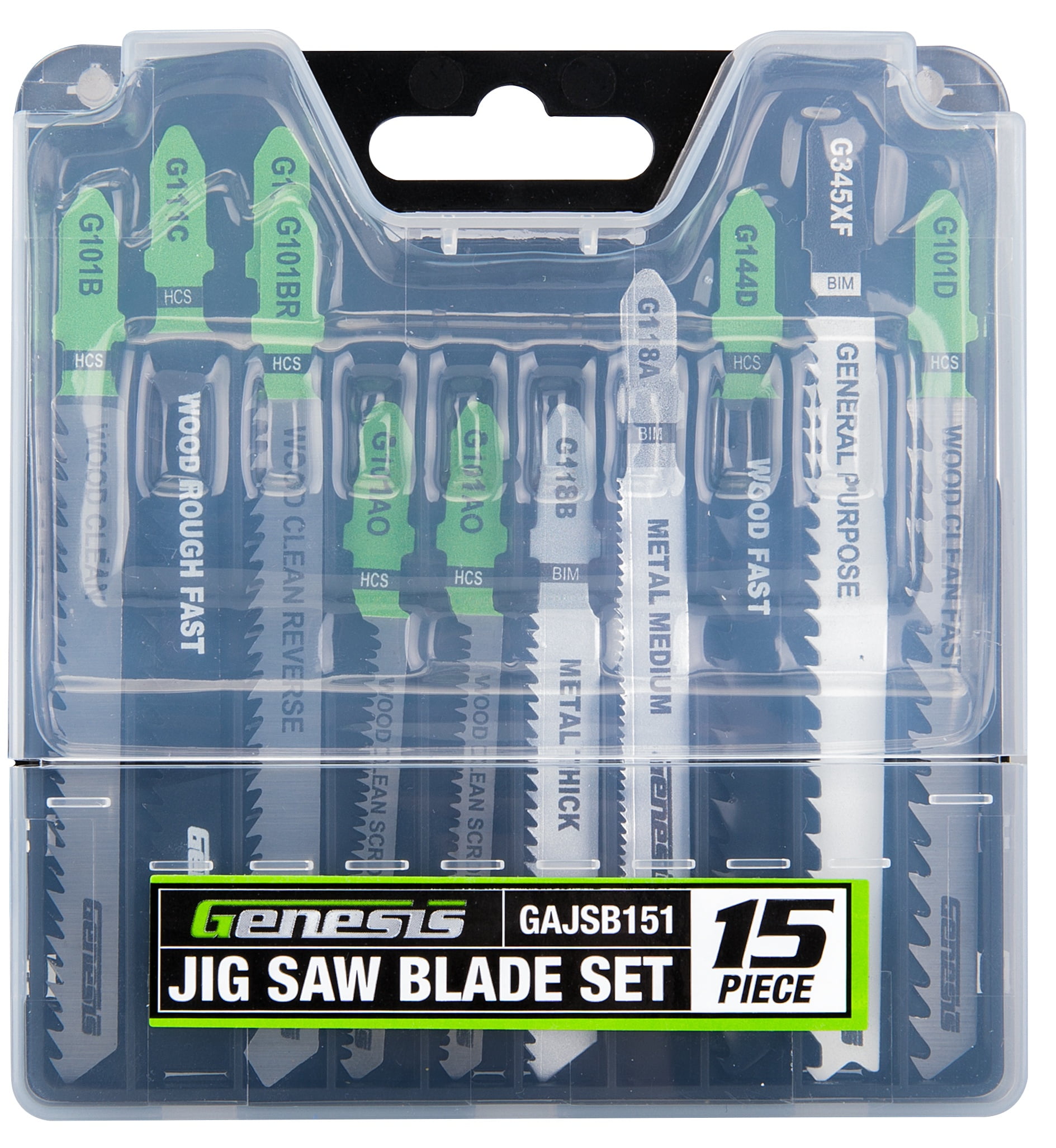 Genesis 15-Piece Jig Saw Blade Set, T-Shank