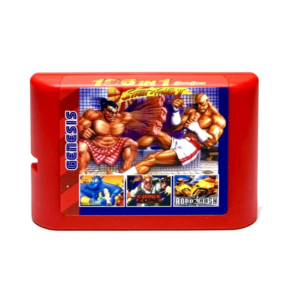 Genesis 196 in 1 Multicart Game Cartridge for Sega Genesis (Red Cartridge)